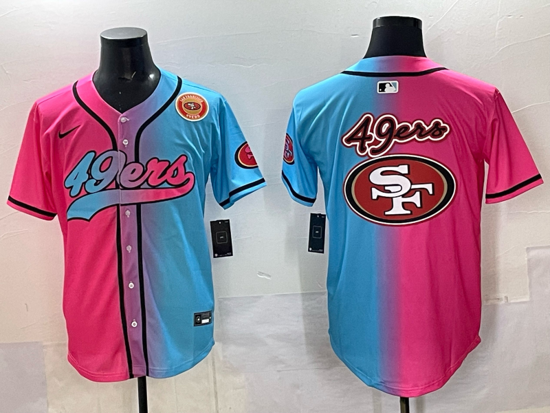 Men 2025 San Francisco 49ers blank Pink Blue pink Nike Limited NFL Jersey 0014->san francisco 49ers->NFL Jersey
